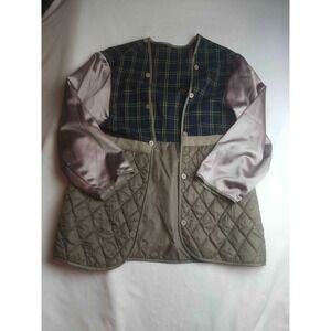 BMoss Jacket Womens Medium Green Plaid Quilted Hybrid Mixed Media Chore Barn